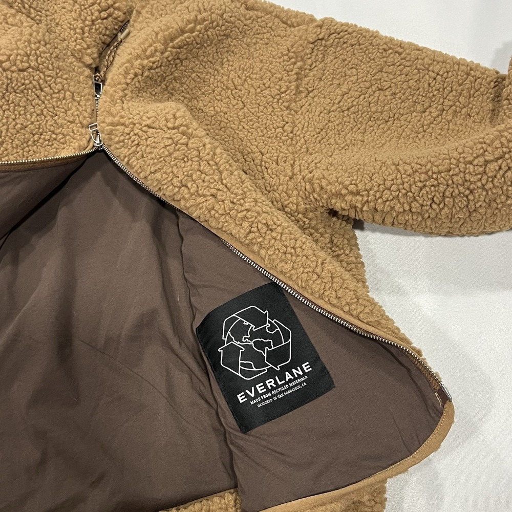 Everlane The ReNew Fleece Full Zip Shearling Inspired Teddy Bear Jacket Sz Large - Picture 6 of 9